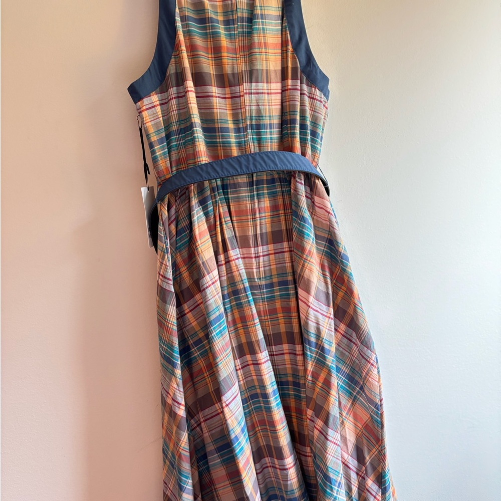 Unique Vintage Blue Plaid Dress - Picture 6 of 6